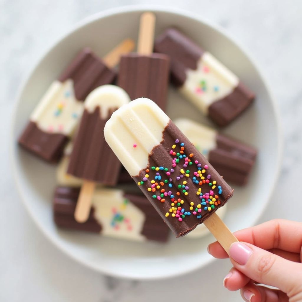 Homemade Chocolate Covered Ice Cream Popsicles