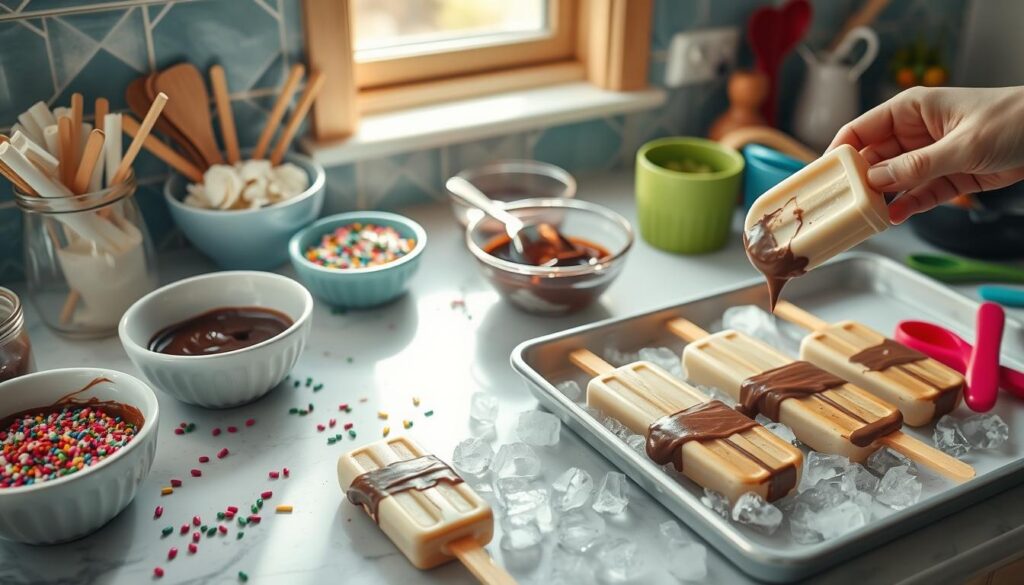 Step-by-step guide to making Eskimo Pie popsicles