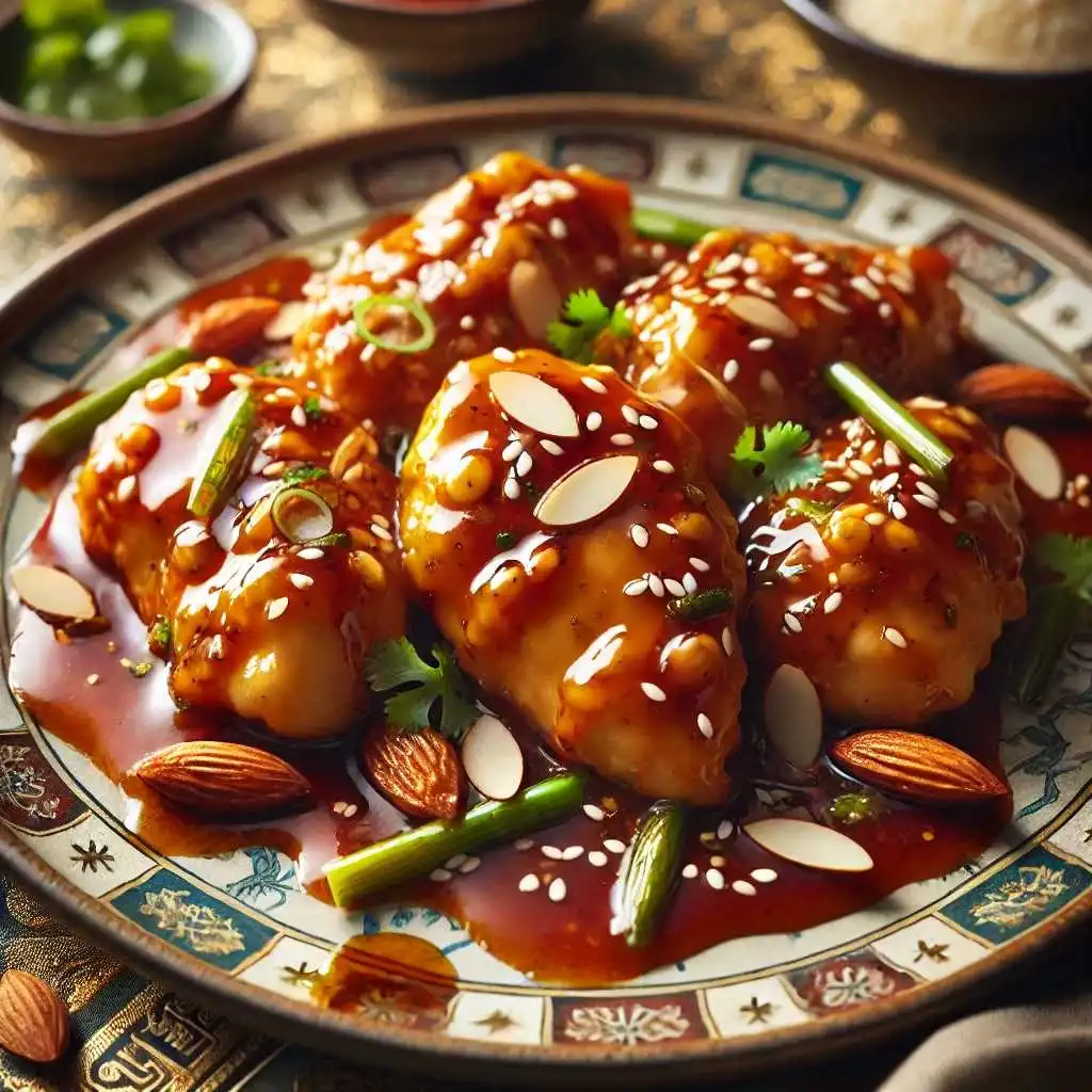 chopped almonds and asian sauce recipe