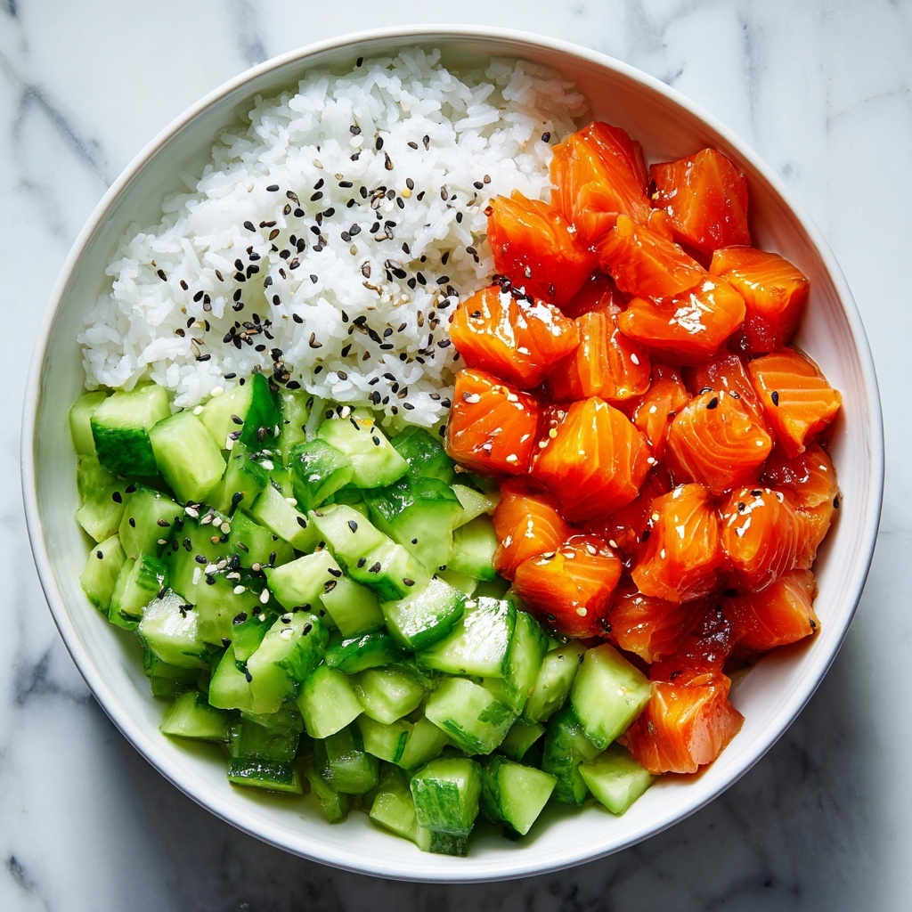 Teriyaki Salmon Bites with Avocado Cucumber Salad and Sriracha Mayo Recipe - Recipe Image