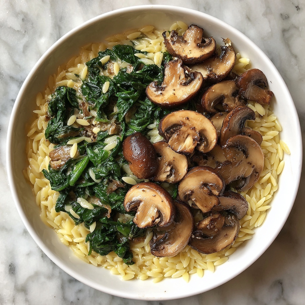 Easy Orzo Pasta with Mushrooms & Spinach Recipe - Recipe Image