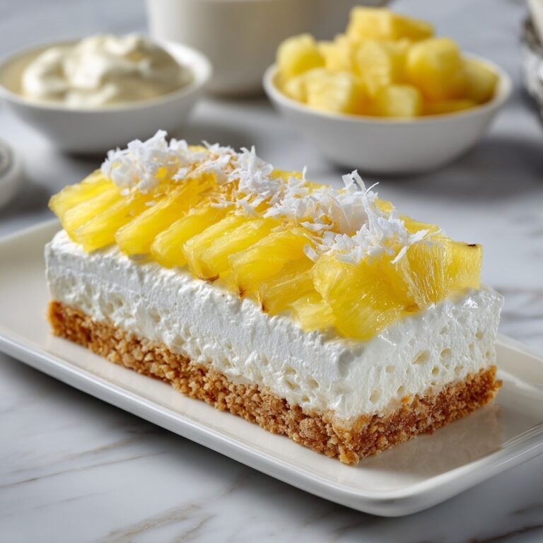 No Bake Vegan Pineapple Cheesecake with Coconut and Lotus Biscoff Cookies Recipe