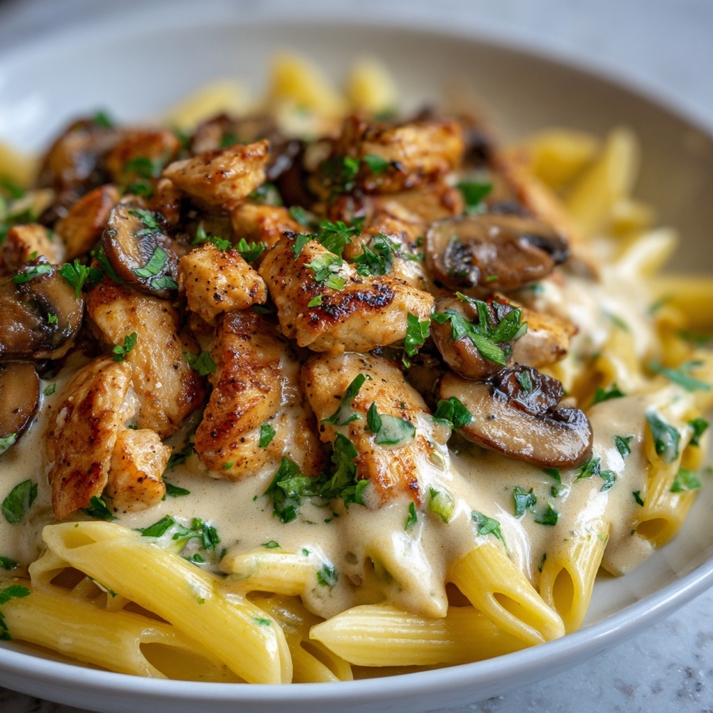 Creamy Chicken & Mushroom Pasta Recipe - Recipe Image