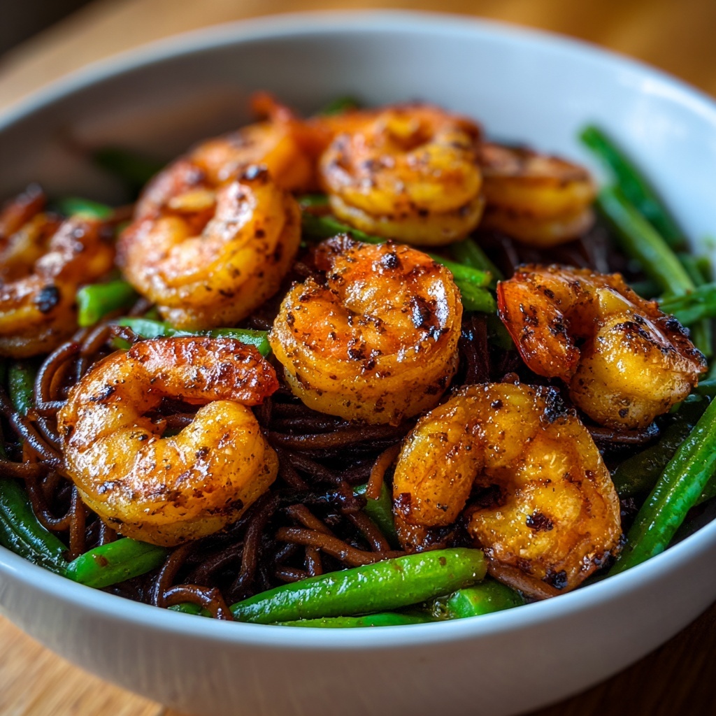Spicy Shrimp with Stir-Fried Green Beans Recipe - Recipe Image