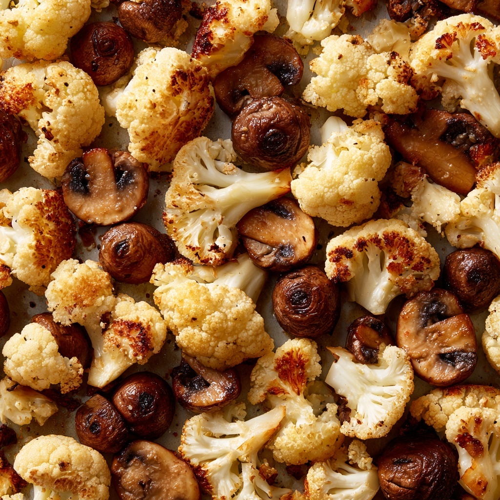 Garlicky Roasted Cauliflower & Mushrooms Recipe - Recipe Image