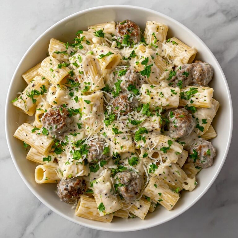 Garlic Sausage Alfredo Rigatoni Recipe