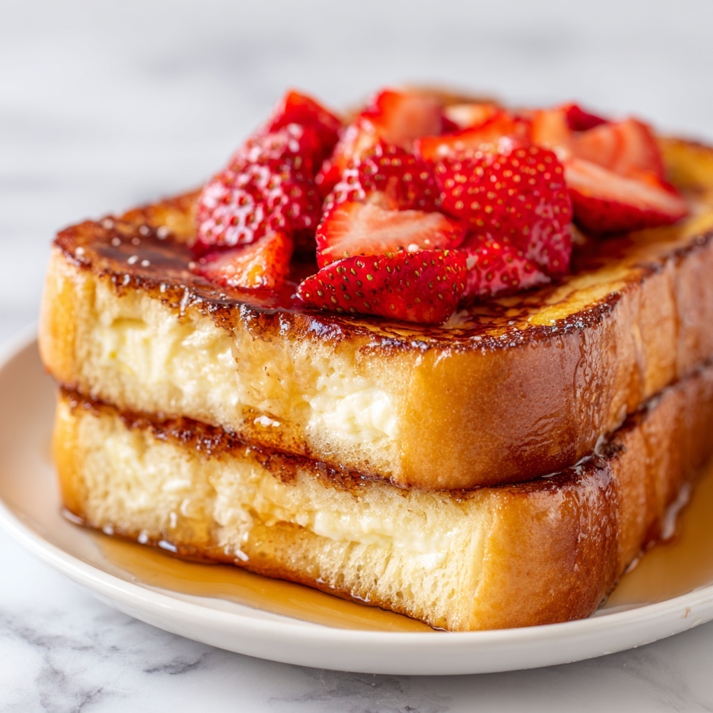 Creamy Strawberry Cheesecake Stuffed French Toast Recipe - Recipe Image