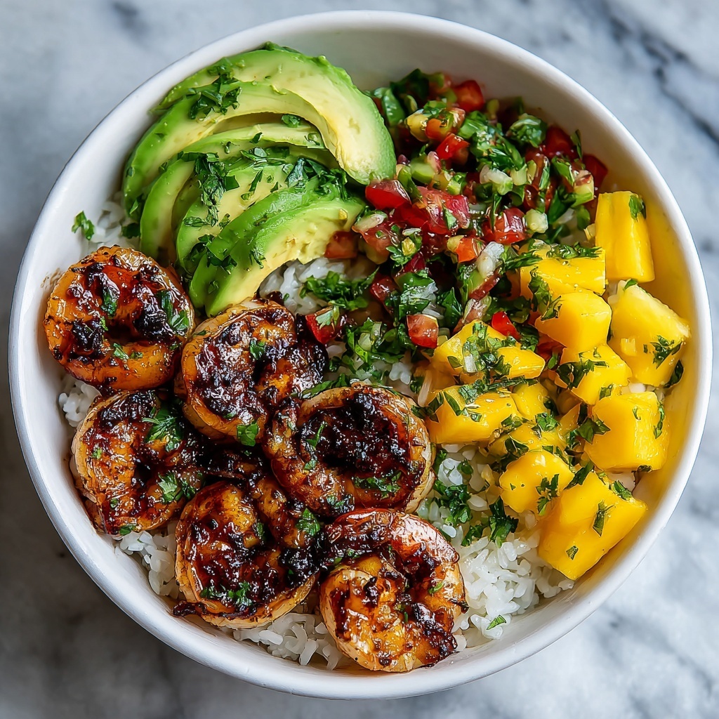 Chipotle Shrimp Avocado and Mango Rice Bowls Recipe - Recipe Image