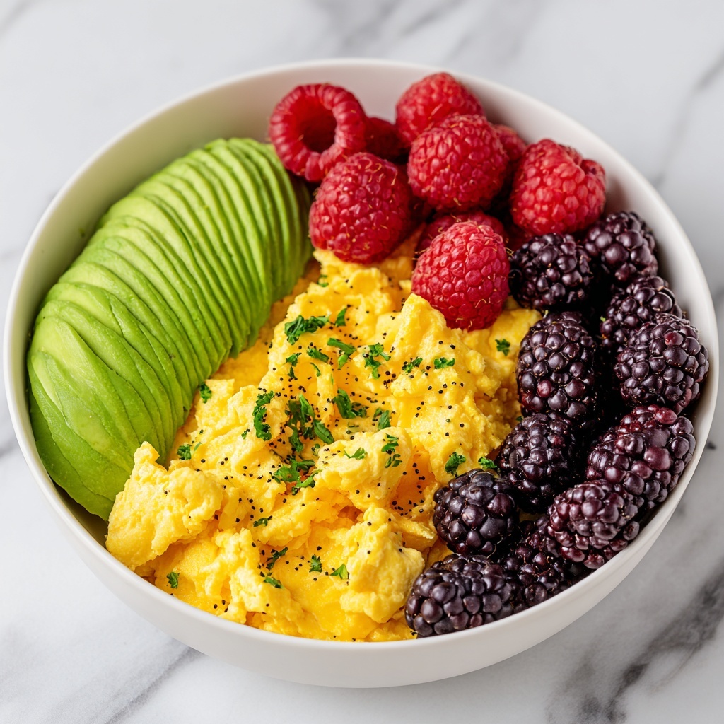 Power Breakfast Bowl with Scrambled Eggs, Avocado & Berries Recipe - Recipe Image