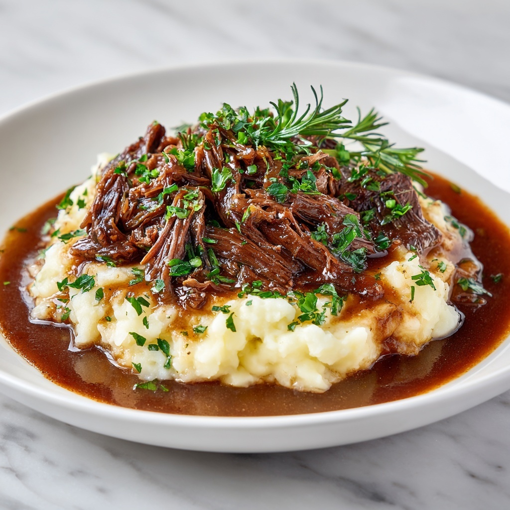 Slow Cooker BBQ Pot Roast over Cheddar Ranch Grits Recipe - Recipe Image