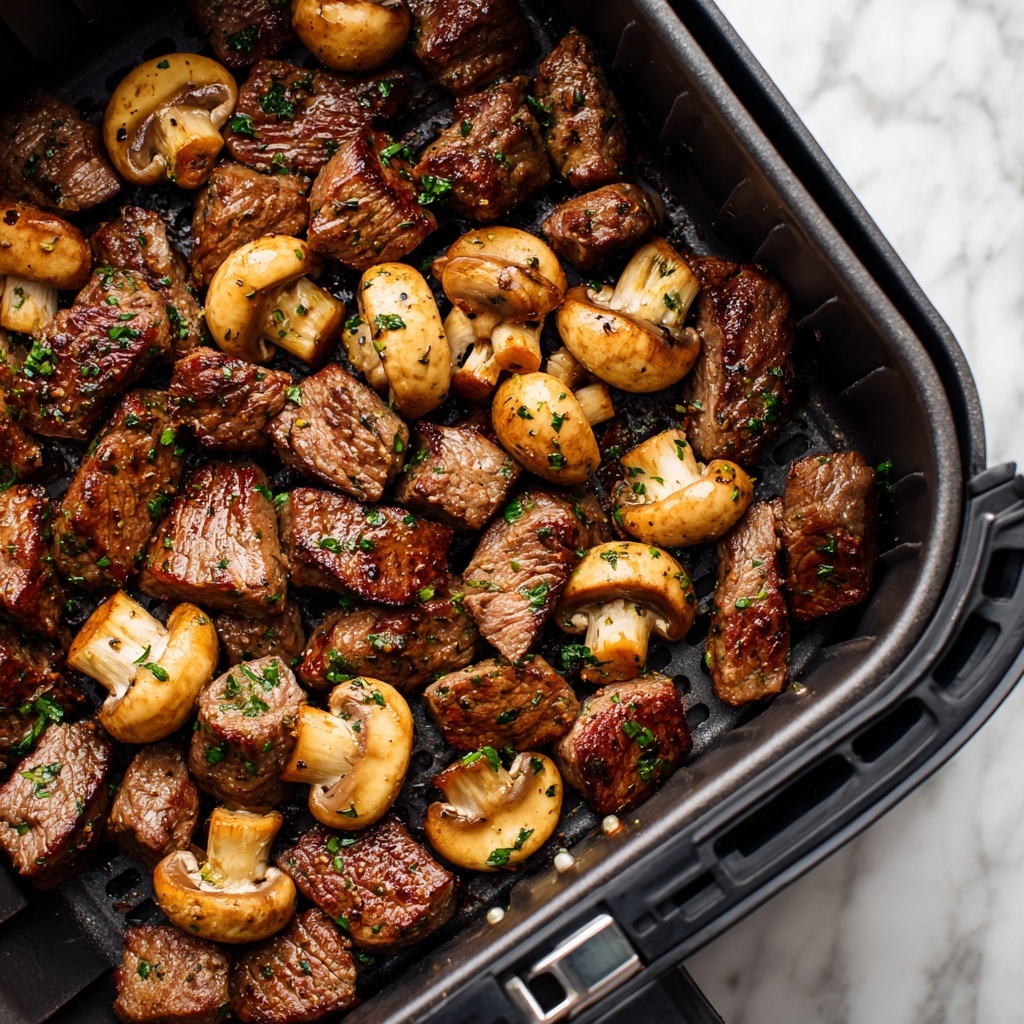 Air Fryer Steak Tips & Mushrooms Recipe - Recipe Image