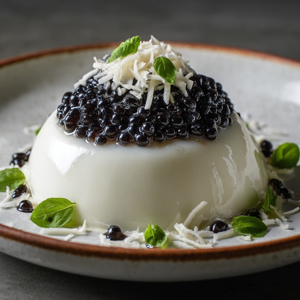 Parmesan Panna Cotta with Balsamic Caviar Pearls Recipe - Recipe Image