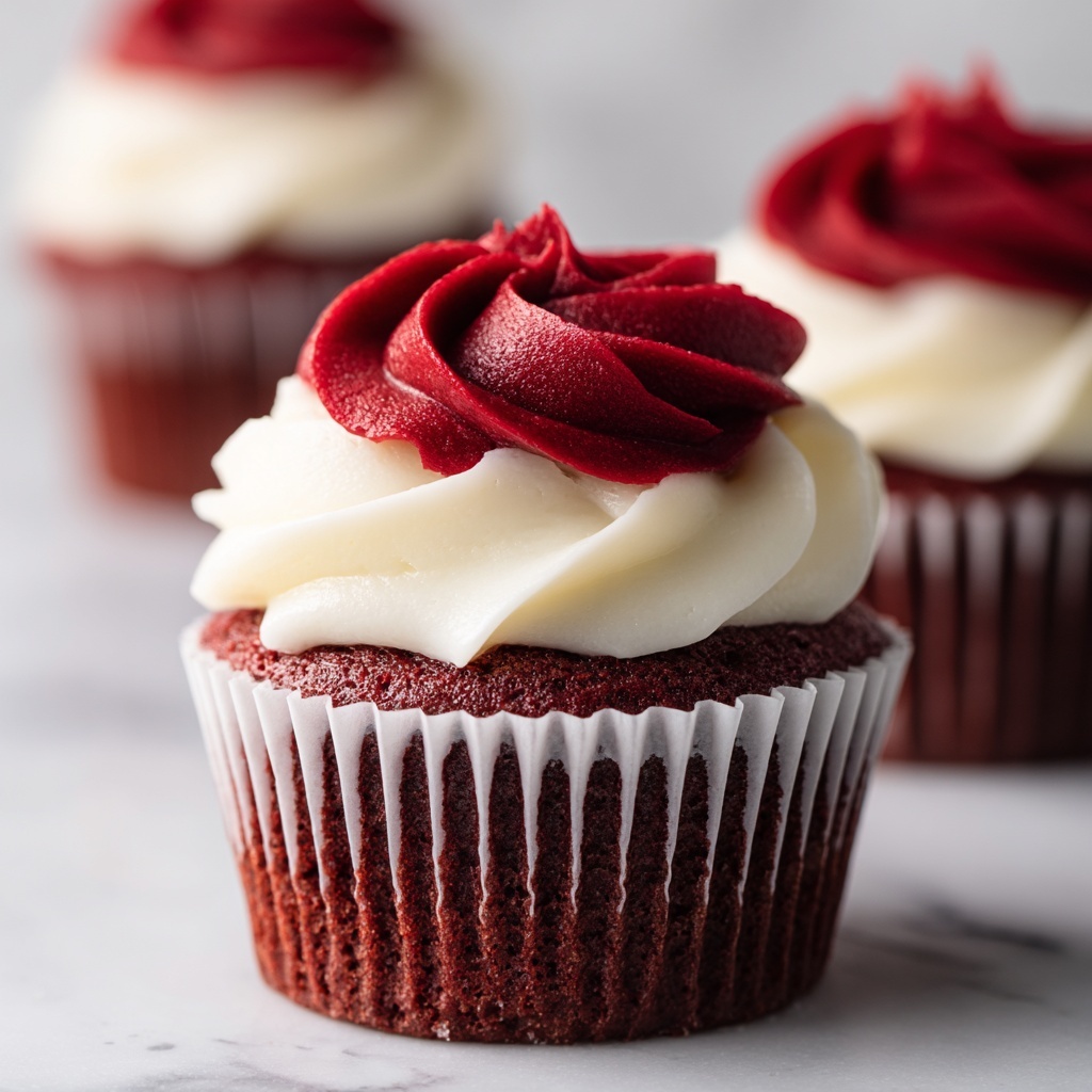 Rose Red Velvet Cupcakes with Cream Cheese Frosting Recipe - Recipe Image