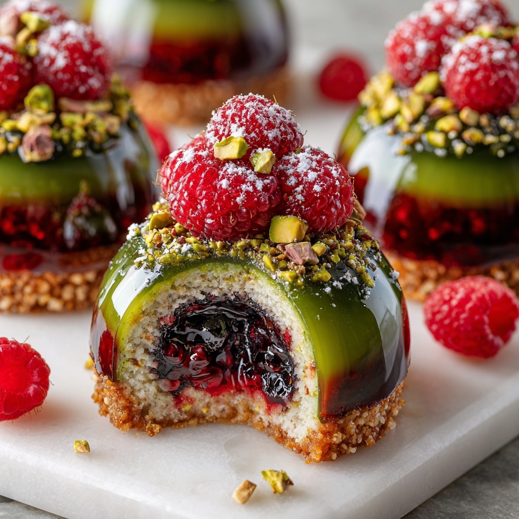 Pistachio & Raspberry Cheesecake Domes Recipe - Recipe Image