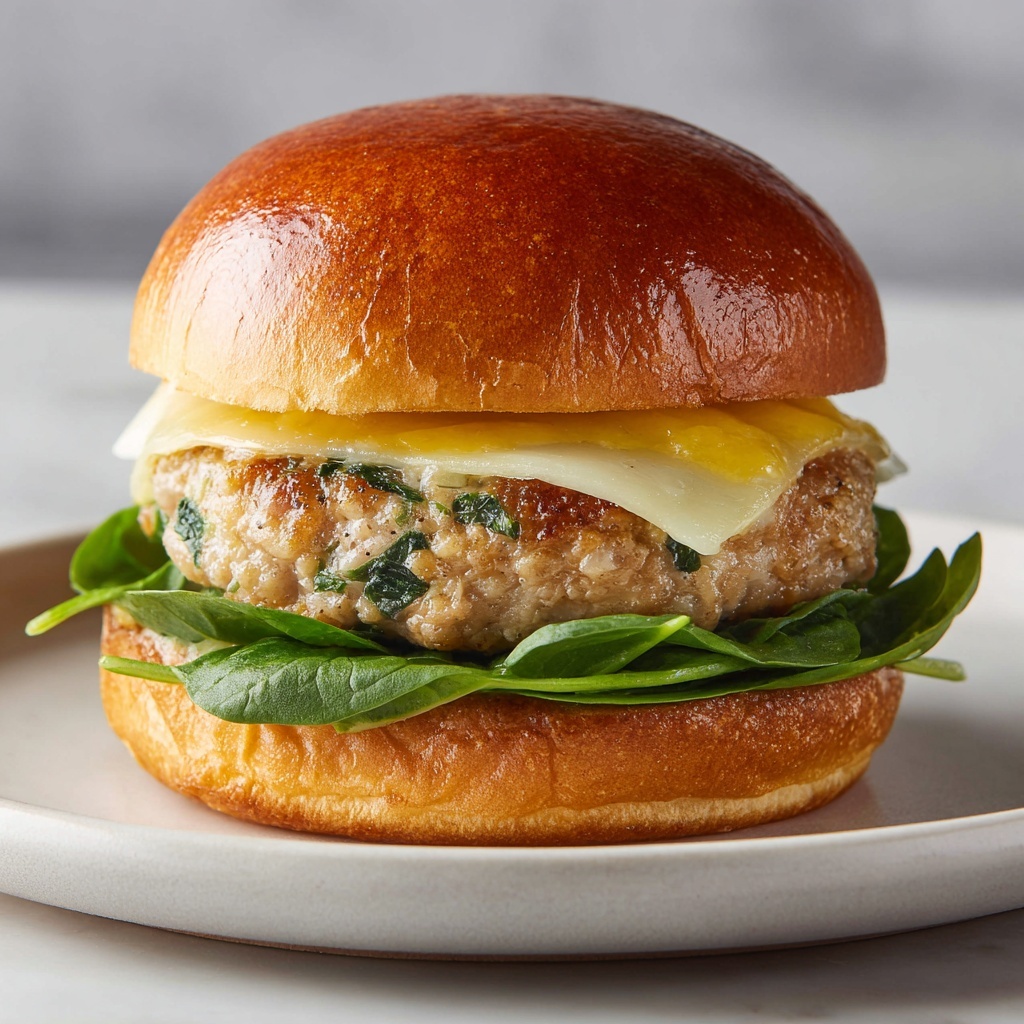 White Cheddar Spinach Chicken Burgers Recipe - Recipe Image