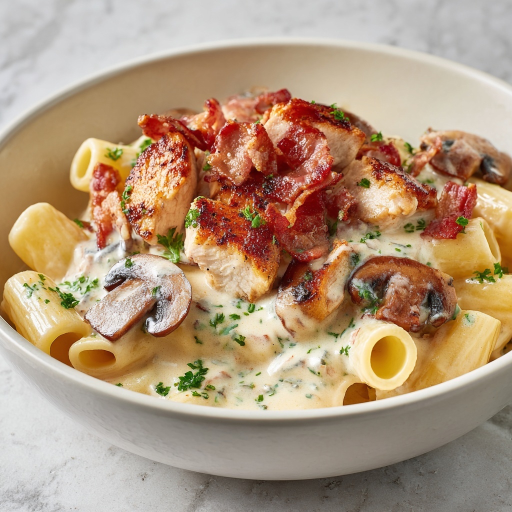Creamy Chicken & Mushroom Pasta Recipe - Recipe Image