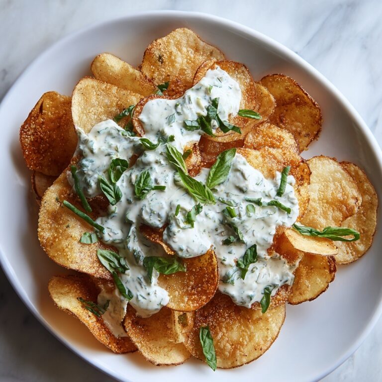 Homemade Potato Chips with Gorgonzola Cheese Sauce Recipe