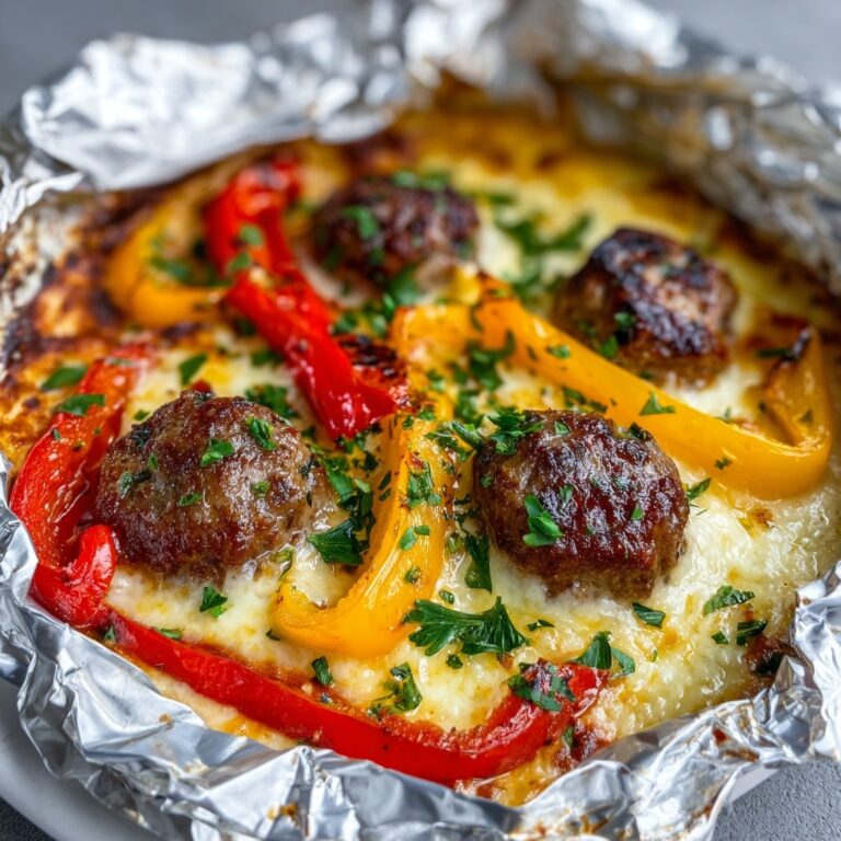 Foil Packet Cheesy Sausage and Peppers Recipe