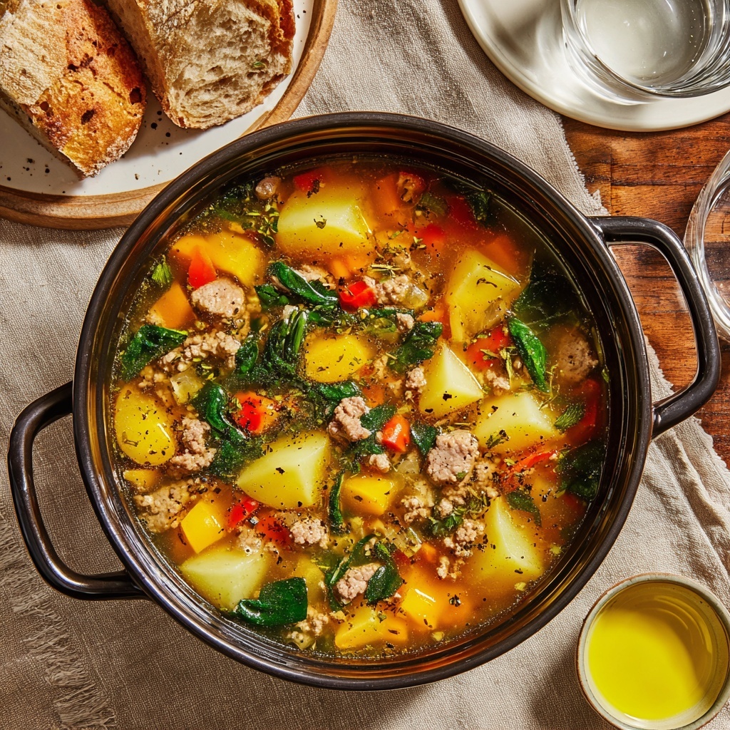 Sausage, Potato and Spinach Soup Recipe - Recipe Image