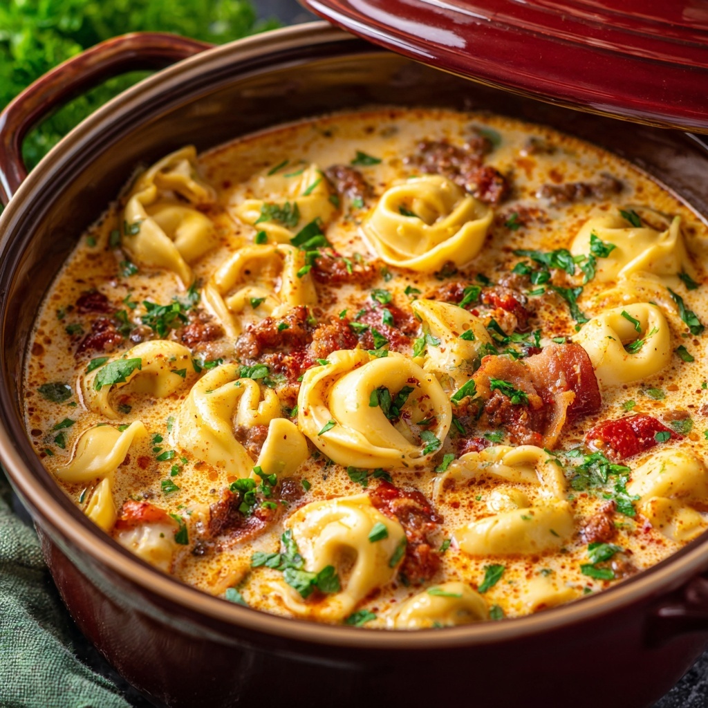 Slow Cooker Creamy Tortellini Soup Recipe - Recipe Image