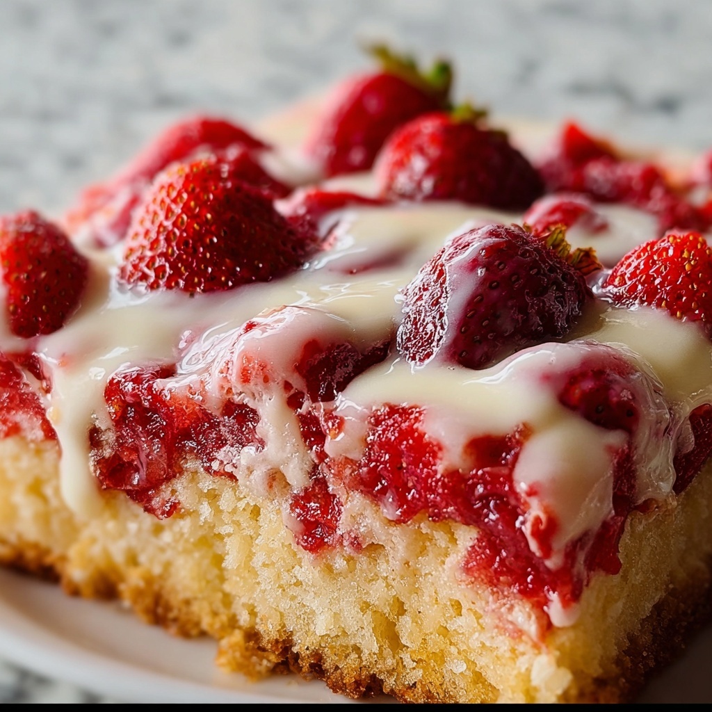 Strawberry Snack Cake with Powdered Sugar Glaze Recipe - Recipe Image