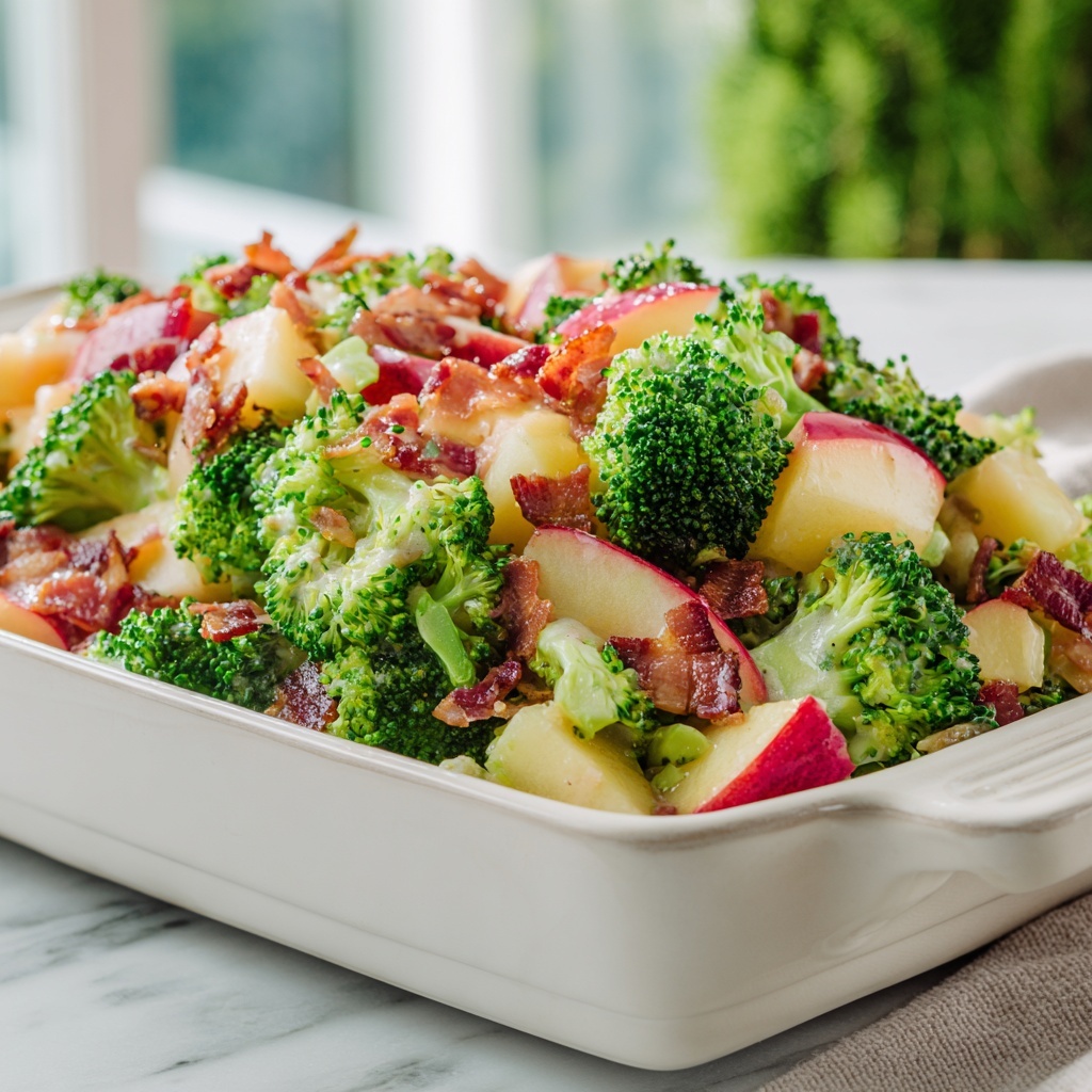 Apple Broccoli Salad with Cranberries, Pecans, and Honey-Dijon Dressing Recipe - Recipe Image