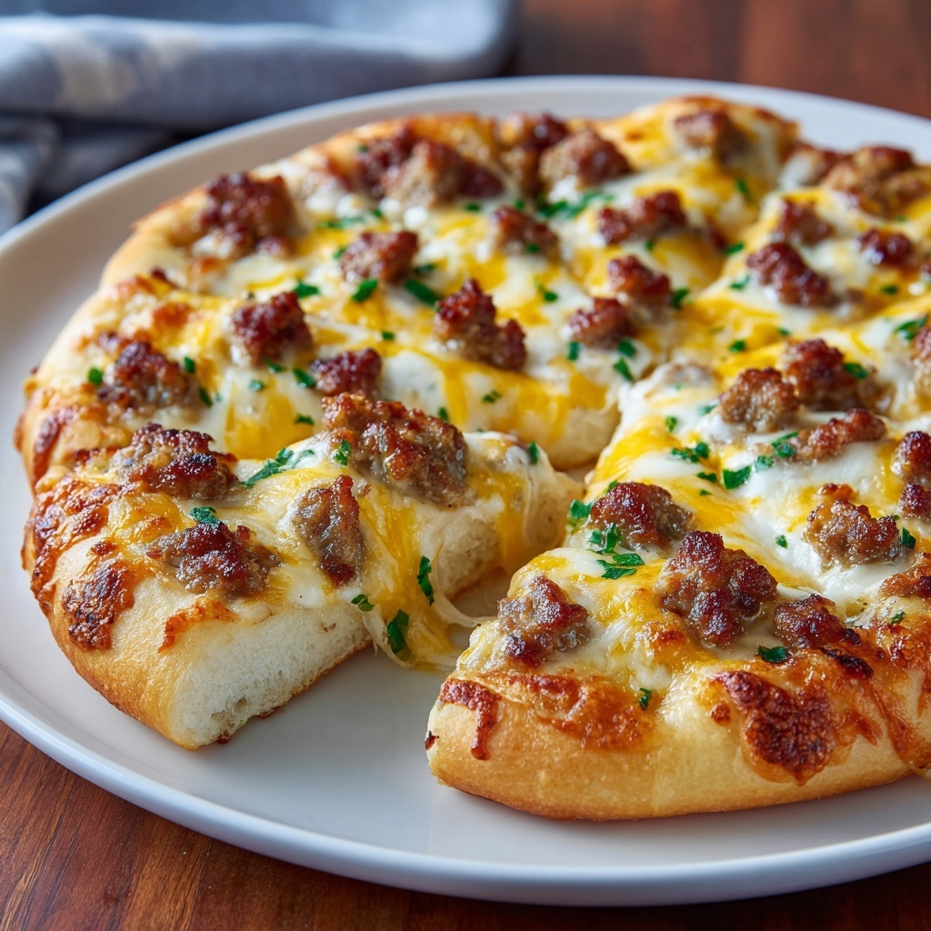 Sausage Gravy Crescent Roll Breakfast Pizza Recipe - Recipe Image