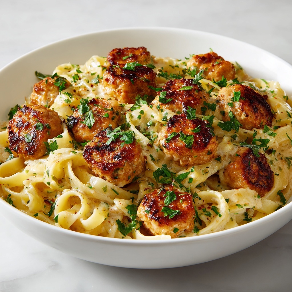 Garlic Butter Chicken Bites with Creamy Parmesan Pasta Recipe - Recipe Image