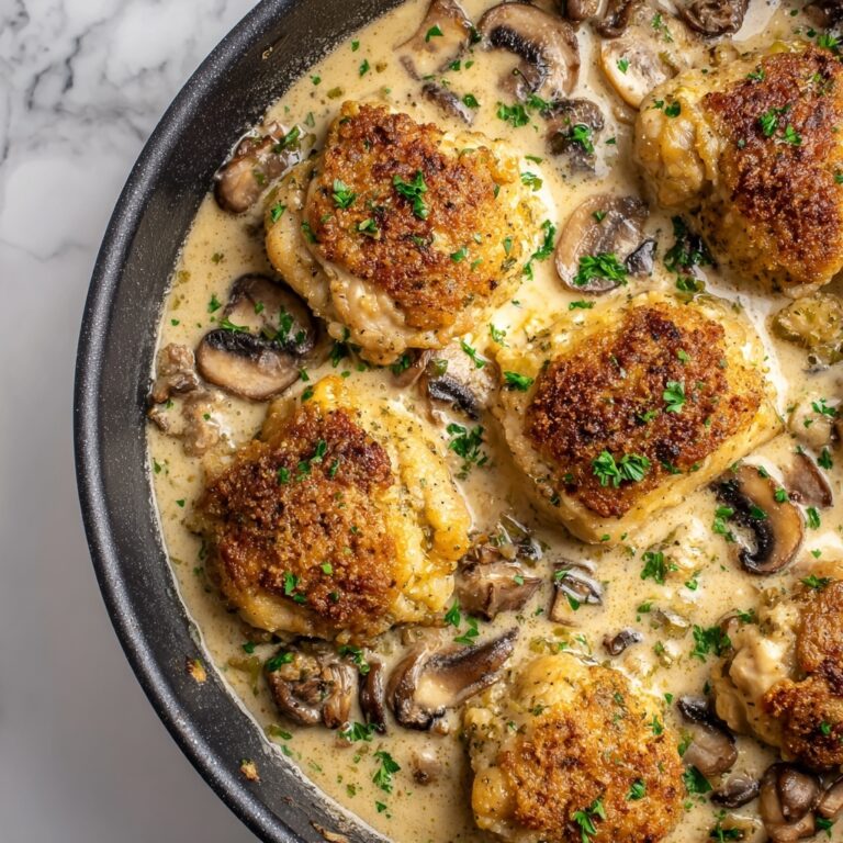 Chicken and Mushroom Skillet in a Creamy Asiago and Mustard Sauce Recipe
