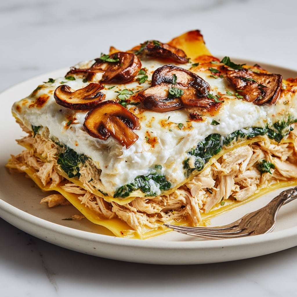 Chicken, Mushroom, and Spinach Lasagna Recipe - Recipe Image