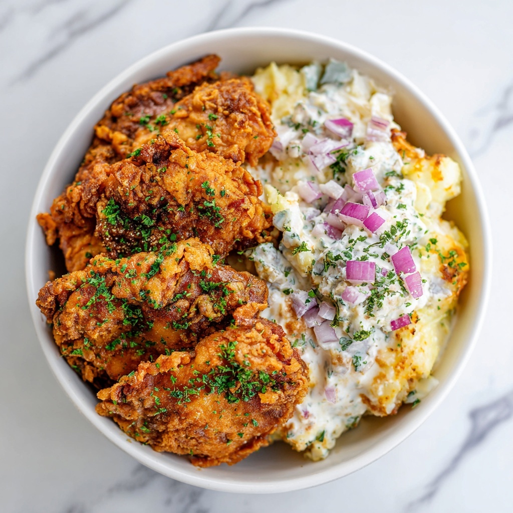 Buttermilk Fried Chicken with Summer Potato Salad Recipe - Recipe Image