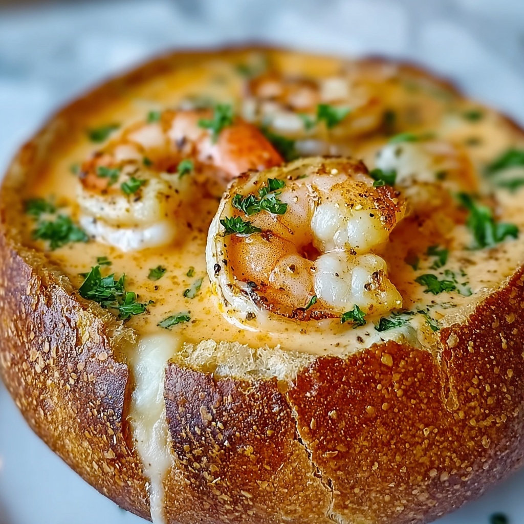 Stuffed Seafood Soup Bread Bowl Recipe - Recipe Image
