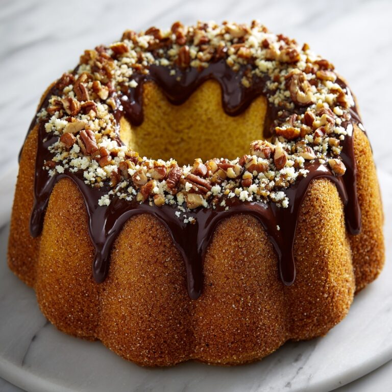 Butterfinger Bundt Cake with Chocolate Ganache and Caramel Drizzle Recipe