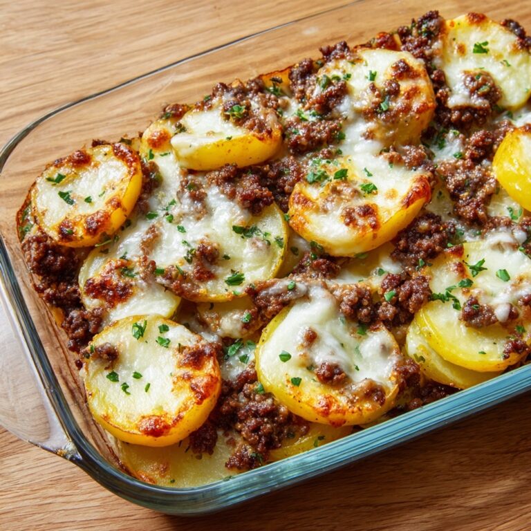 Meat and Potato Casserole with Cream of Mushroom Sauce Recipe