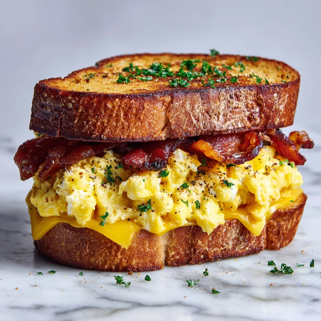 Breakfast Egg-Soaked Grilled Cheese Sandwich with Bacon and Bagel Seasoning Recipe - Recipe Image