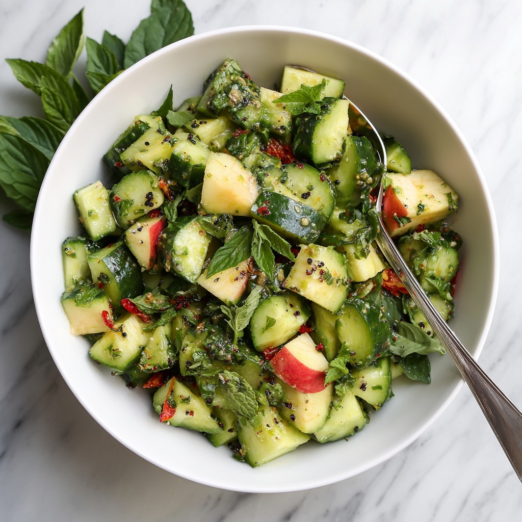 Crisp Cucumber Apple Salad with Tangy Dressing Recipe - Recipe Image