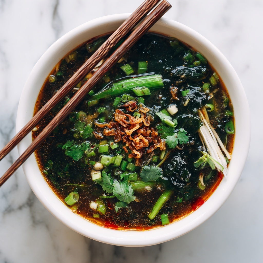 Quick Chinese Vegetable Soup with Enoki Mushrooms and Crispy Shallots Recipe - Recipe Image