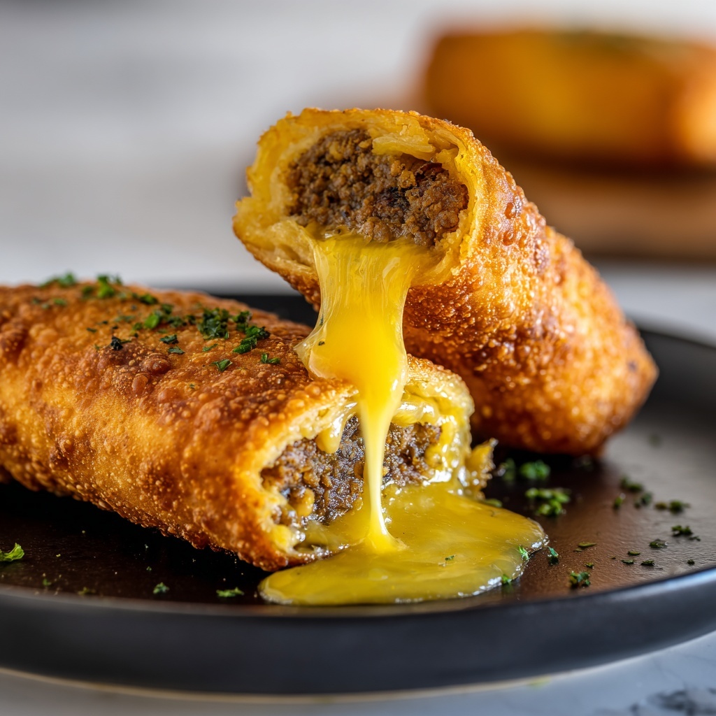 Crispy Cheeseburger Egg Rolls Recipe - Recipe Image