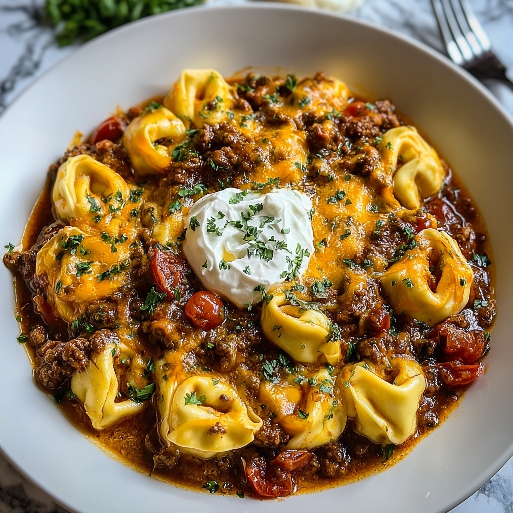 Cheesy Beef Enchilada Tortellini Bake Recipe - Recipe Image