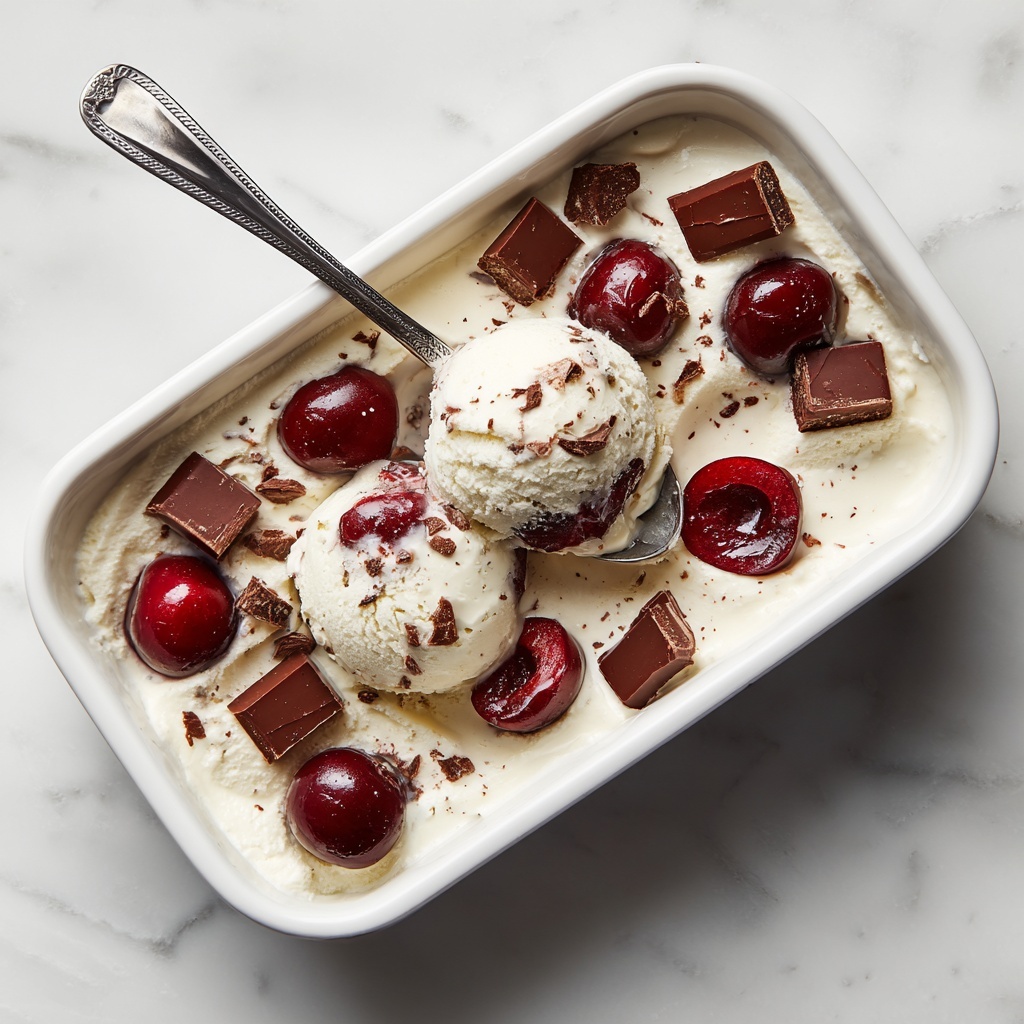 No-Churn Chocolate Cherry Ice Cream Recipe - Recipe Image