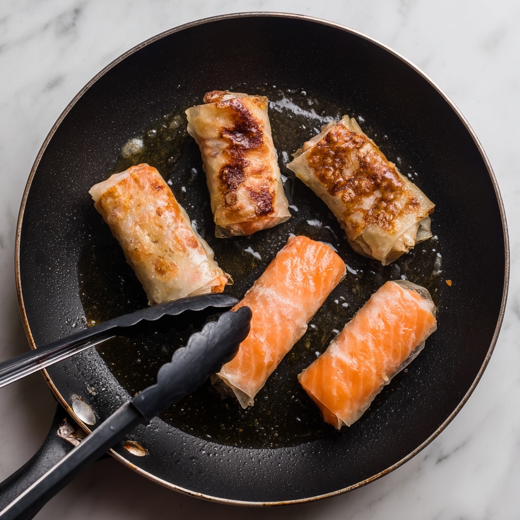 Pan-Seared Salmon Spring Rolls Recipe - Recipe Image