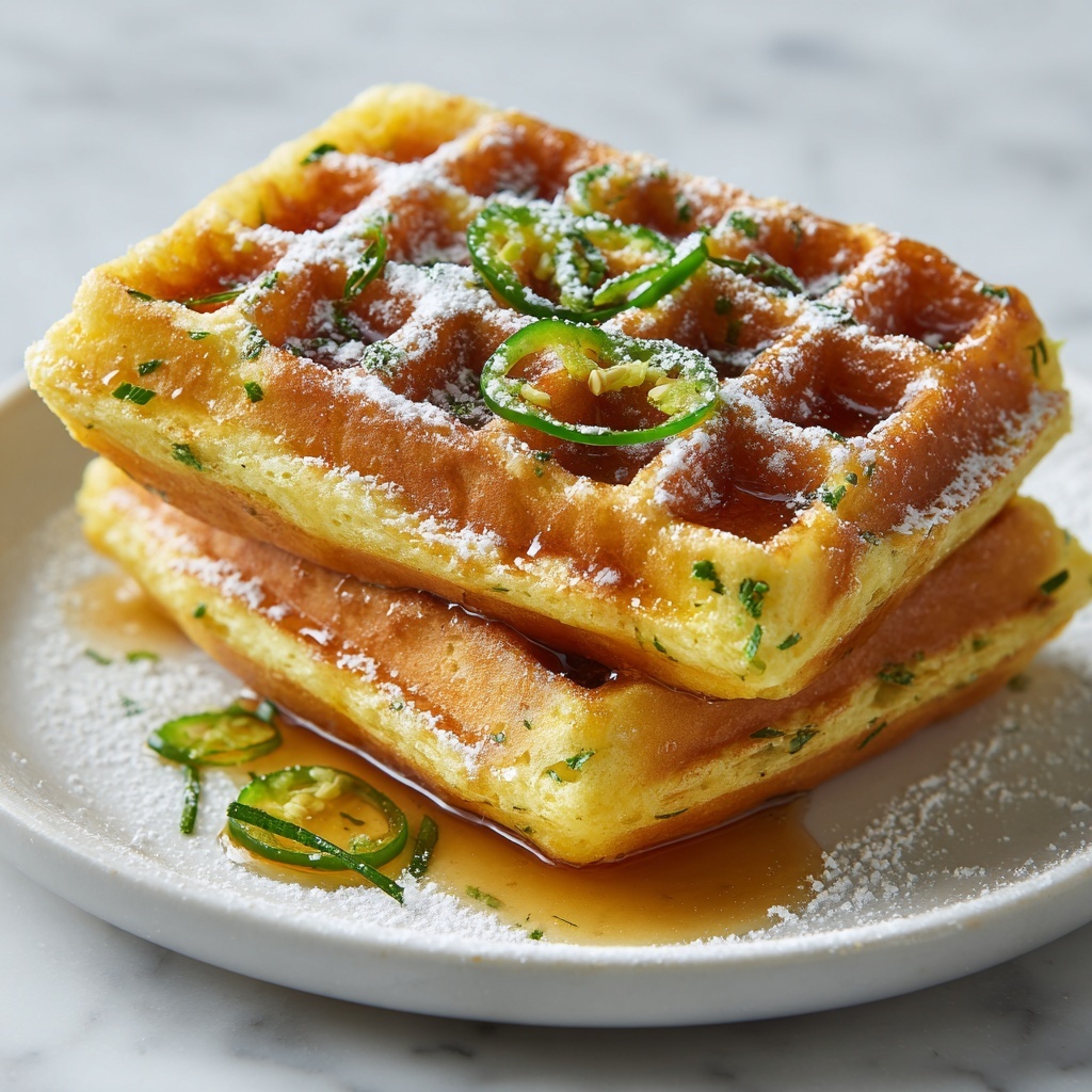 Cheddar Jalapeño Cornbread Waffles Recipe - Recipe Image