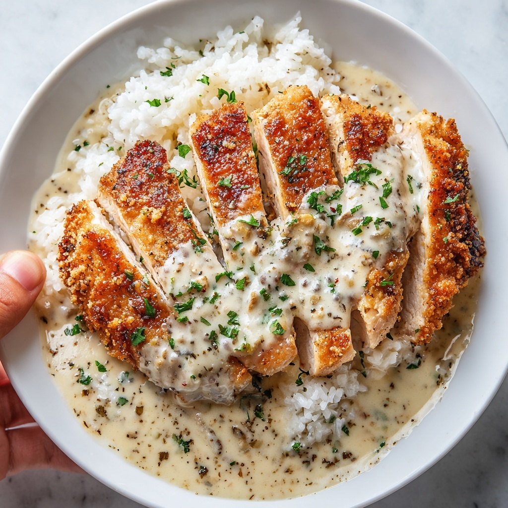 Chicken & Rice Bowls with Creamy Garlic Sauce Recipe - Recipe Image