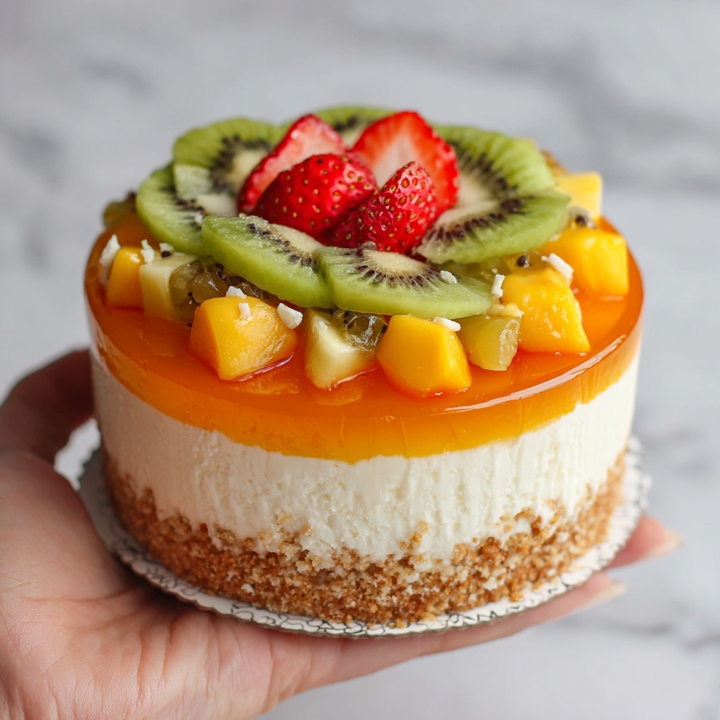 Tropical Fruit Salad Cheesecake Recipe - Recipe Image
