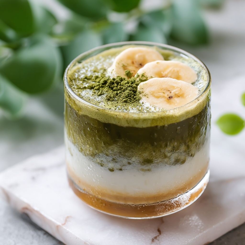 Creamy Easy Banana Matcha Latte Recipe - Recipe Image